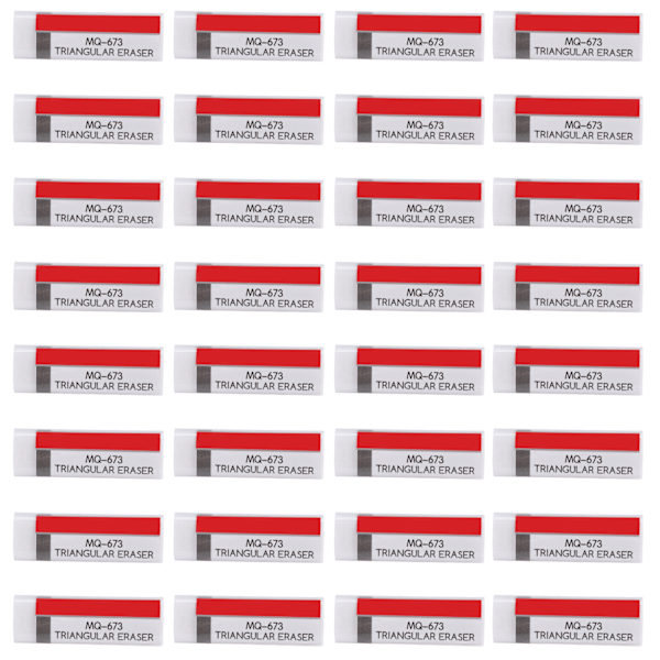 32 stk. viskelæder, trekantet, 4B, studerende, tegneserie, kontor, eksamen, skitse, skrive, viskelæder, hvid