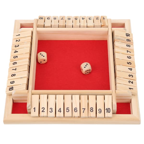 Træ Shut the Box Terningespil 4 Sidet 10 Tal Bræt Bordplade Pub Spil til Børn Voksne