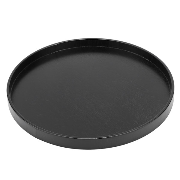 Rund svart serveringsbricka i trä med halkfri botten för hem, butik, kontor och bar (svart, 30 cm)