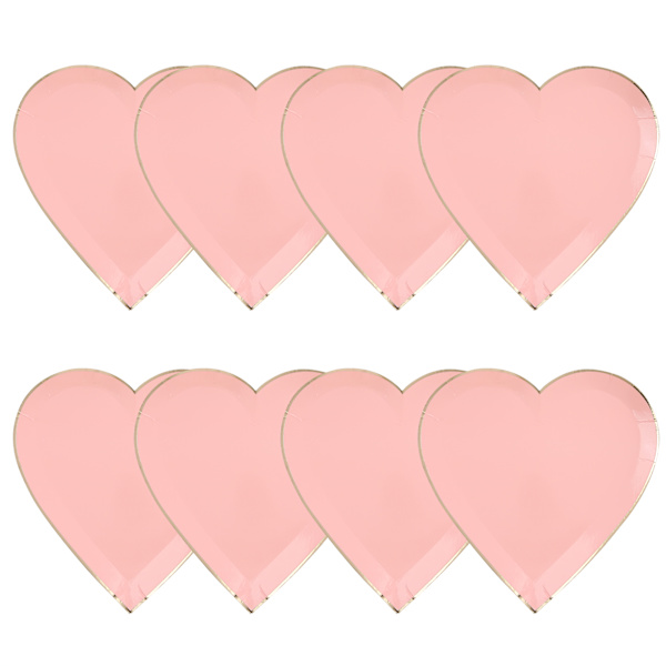 8 stk papirplater til morsdag, valentinsdag, bryllupsfest, festartikler, dekorasjon (rosa)