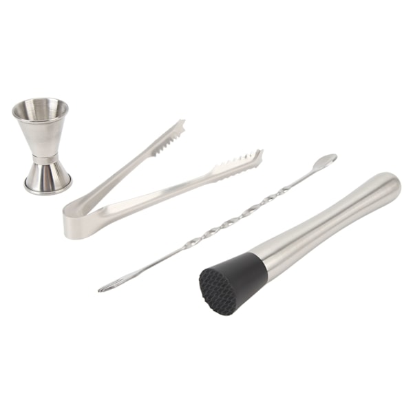 Bartender Kit Bar Tool Set i rustfrit stål Cocktail Jigger Muddler Bar Ske Ice Tong til Bartending Drink Mixing