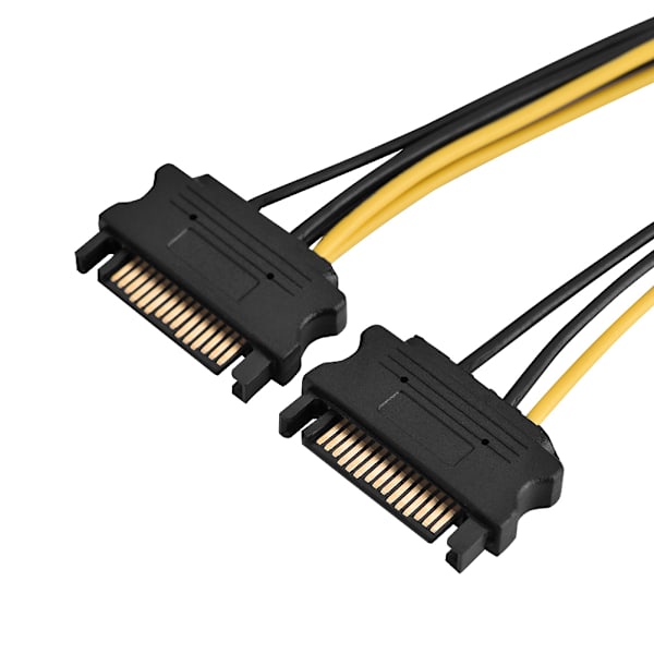 15 pin Dual SATA han til 8 pin hun PCI-E PCI Express strømforsyningsadapterkabel 0,2 m