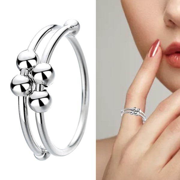 Kvinnor Dubbellager Ring Justerbar Öppen Hög Polsk Enkel Fashionabla Ring för Party Date Jul Alla hjärtans dag