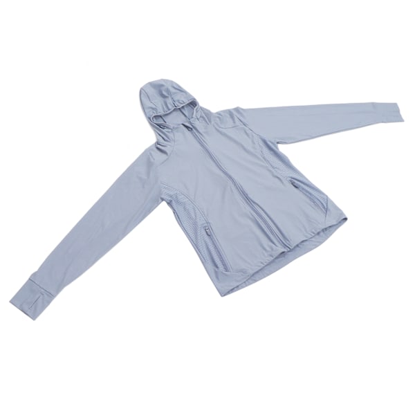 Andningsbar solskyddsjacka UPF 50+ Dam utomhus långärmad UV-skyddshuva (grå)(XL )