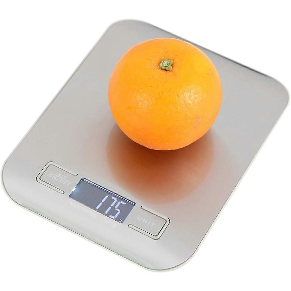 Digital køkkenvægt 10 kg 22 lbs, førsteklasses elektronisk køkkenvægt i rustfrit stål med LCD-display til madlavning i hjemmet