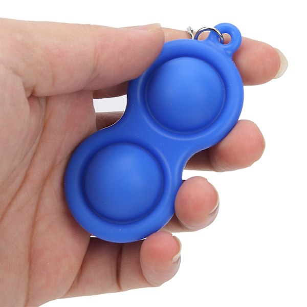 Stress Relief Keychain Push Bubble Key Ring Hand Sensory Puzzle Toy Silicone for Students Adults ChildrenBlue