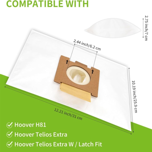 10 pölynimuripussia Hoover H81 Telios Extra -imurille