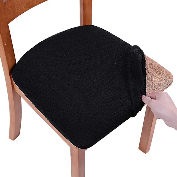 Musta Jacquard-ruokailutuolin istuinsuojat - 4 kpl