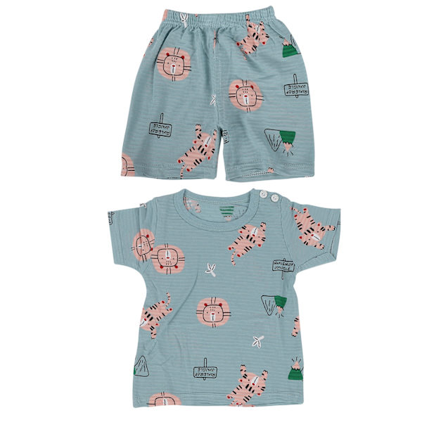 2-delars baby shorts och t-shirt set för spädbarn, andningsbar kortärmad sommarkläder, djungeldjur, 120 cm