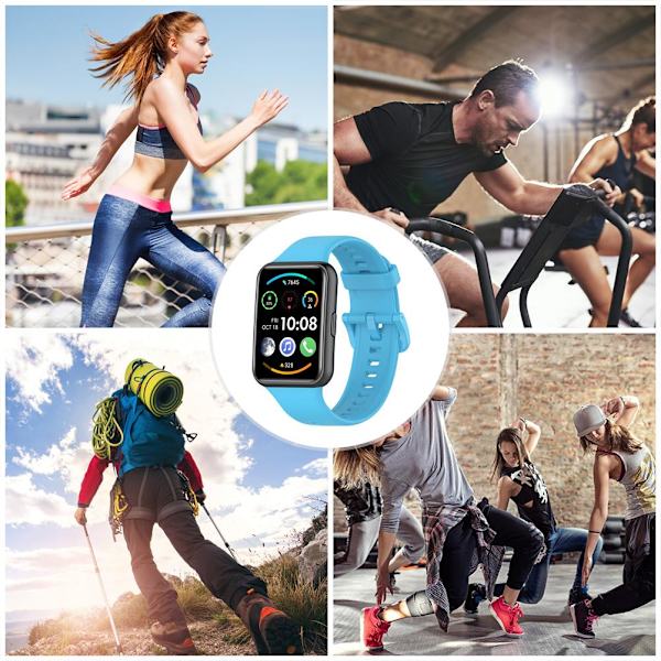 Smart Watch-udskiftningsbånd Smart Watch Blød silikoneremme til FIT2 Himmelblå