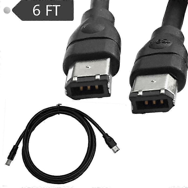 1,8 m Firewire-kabel Sort IEEE 1394 Firewire 400 til Firewire 400-kabel 6-pin han til 6-pin han-kabel