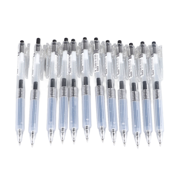 12 kpl Mustat Geelikynien Portable Fine Point Retractable Geelikynien Selkeällä Kynänpidikkeellä Opiskelijoille
