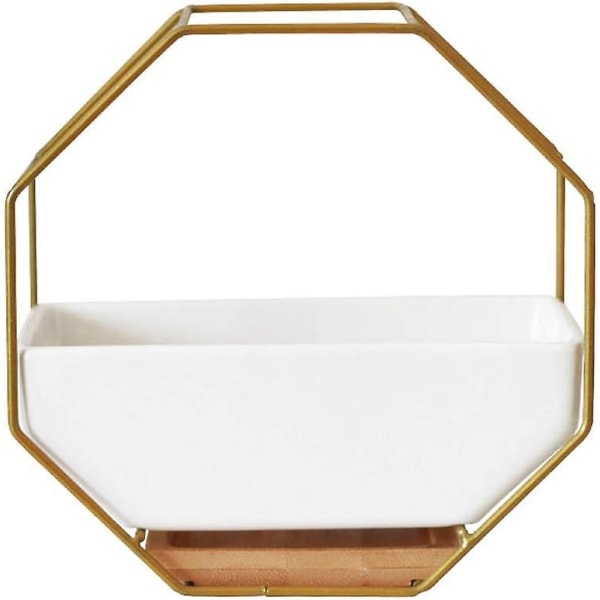 Gylden geometrisk keramisk hengende vasesett for vegg-, skrivebords- og saftige grytetrekk