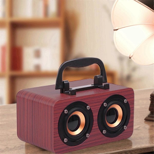 Træhøjtaler Bluetooth 5.0 Dual Channel Stereo med FM Radio, A