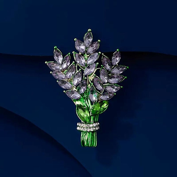 Elegant Lavendelkristall Rhinestone Blomsterbrosch - Handgjord Smyckesaccessoar för Kvinnor och Flickor