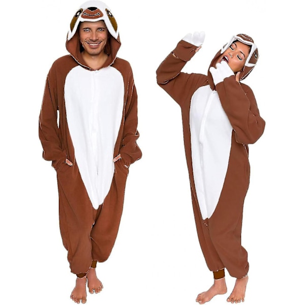 Eläin- ja merieläinpehmolelu Cosplay-asu aikuisille - Hauska ja leikkisä Halloween-asu Medium Tummanruskea Laiskiainen