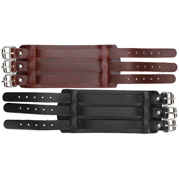 2Pcs Punk Wristband Adjustable Faux Leather Bracelets Cuff Wrist Band Accessories