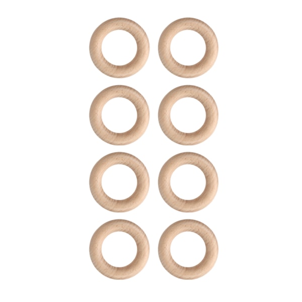 30 kpl pyökkipuusormukset Sileä puinen pyöreä sormusriipus tee-se-itse-korujen tekoon käsitöitä varten 5,5 cm / 2,2 tuumaa
