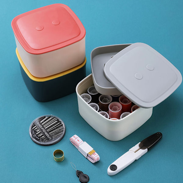 Magnetisk sybox PP Polyester Färgglad Multifunktionell Skandinavisk stil Hantverksförvaringsbox för hem Rosa och lila