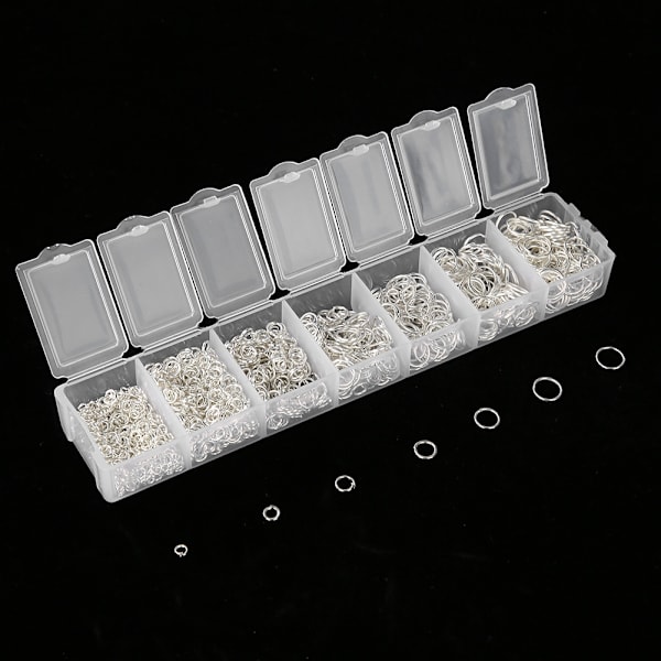 Blandade smyckestillbehör i stål, öppna hoppringar, gör-det-själv-set (silver)