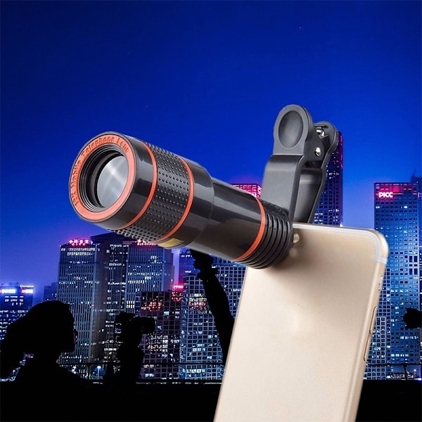 Universal HD 12x optisk zoom kameratelefonlinse med klips for iPhone