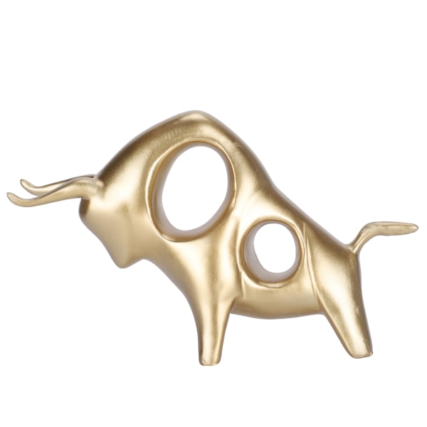 Abstrakt tjur skulptur ihåligt harts titta ner Ox staty djur hantverk prydnad rum dekor guld