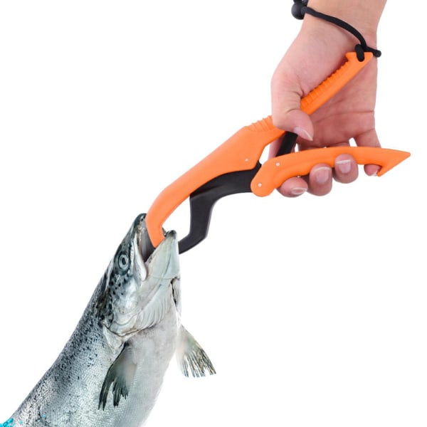 Fishing Gripper Gear Tool ABS Grip Tackle Holder Fiskeklemme med justerbart reb (orange, S)