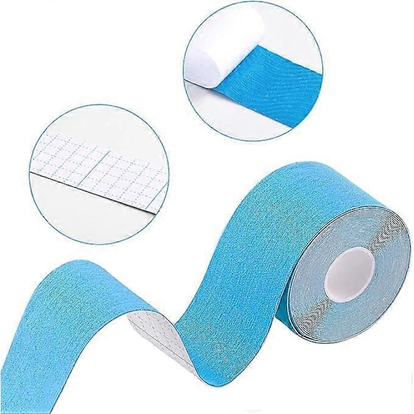 Sport Kinesiologitejp för Muskler, 5 m x 5 cm, Vattentät & Elastisk Kinesiologitejp för Sport, 2 Rullar (1 x Blå, 1 x Blå)