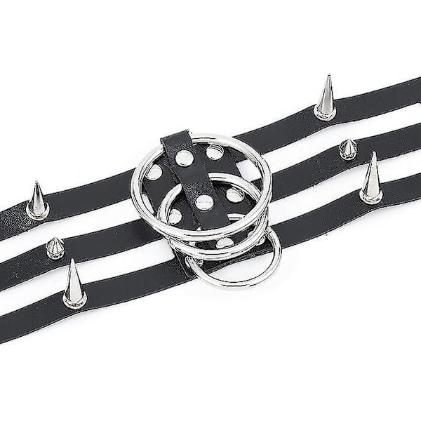 Lagerad Gotisk Nitarhalsband Svart Konstläder Kvinnors Cosplay Tillbehör
