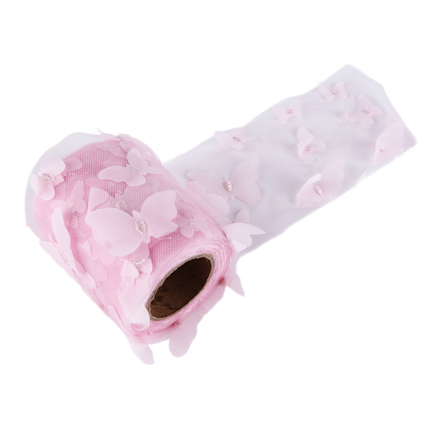 Tulle rulle sy färgglad nätgarn rulle DIY hårtillbehör material band Tulle rulle rosa