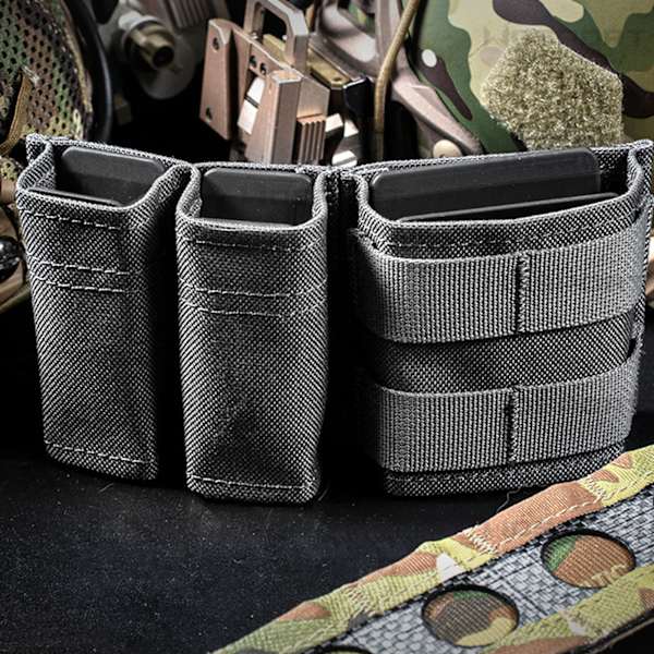 Militært tilbehørsveske med Molle-innlegg, matte- og nylonduk, multifunksjonell belteveske for utendørs bruk, grå