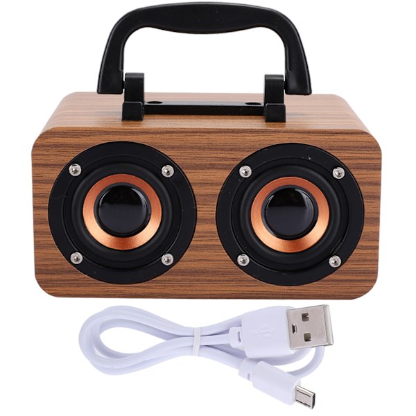 Retro Trådlös Bluetooth-högtalare i trä, bärbar musikspelare för mobiltelefon PC, trästruktur