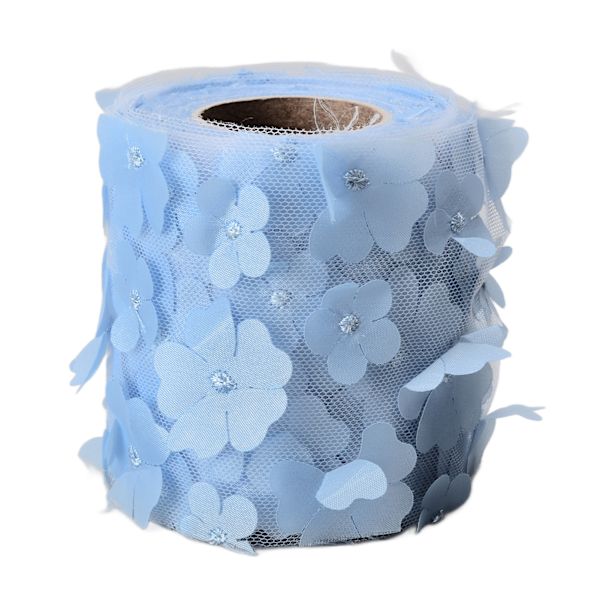 Blommor Tulle Rullar 8cm 10yd Utsökt Ljus Vacker DIY Flexibel Bred Applikation Tulle Rulle Spole TygLjusblå