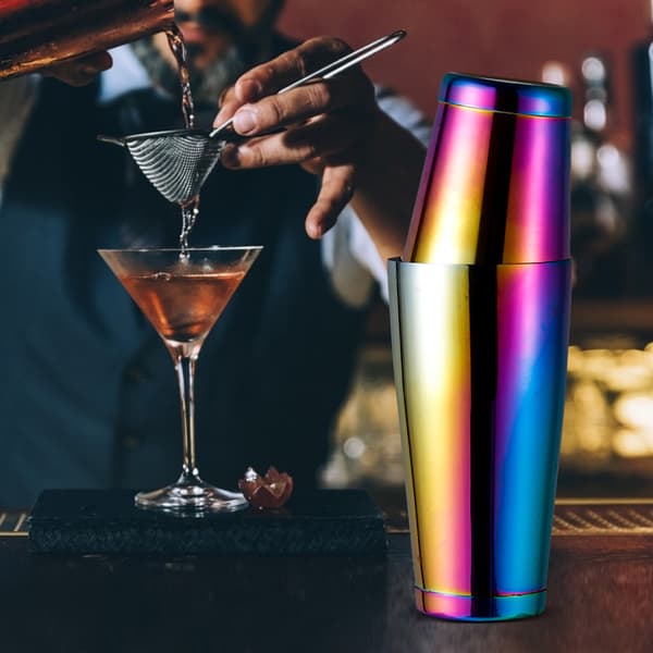 Stilig fargerik Boston Cocktail Shaker i rustfritt stål, mikseverktøy og tilbehør til bar