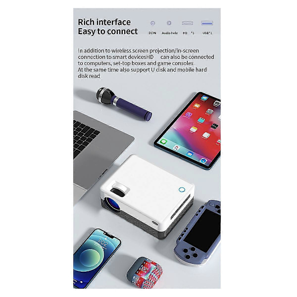 Projektor Android 10.0 System 5G WiFi Bluetooth-projektorer, EU-plugg