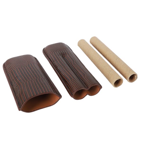 Cigar Etui Holder PU Læder Brun 2 Finger Cigar Bære Rejsetaske Bærbar til Rejse Jubilæumsgaver