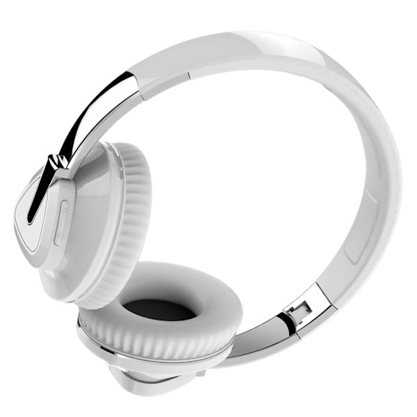 Bluetooth-headset, tung bas, stereo, bløde, komfortable trådløse Bluetooth-hovedtelefoner til computer, mobiltelefon, hvid