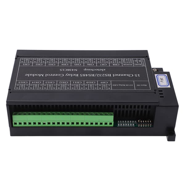 Relæstyringsmodul 15 Kanal RS485 RS232 PLC DO PC UART Seriel Switch Board DC24V