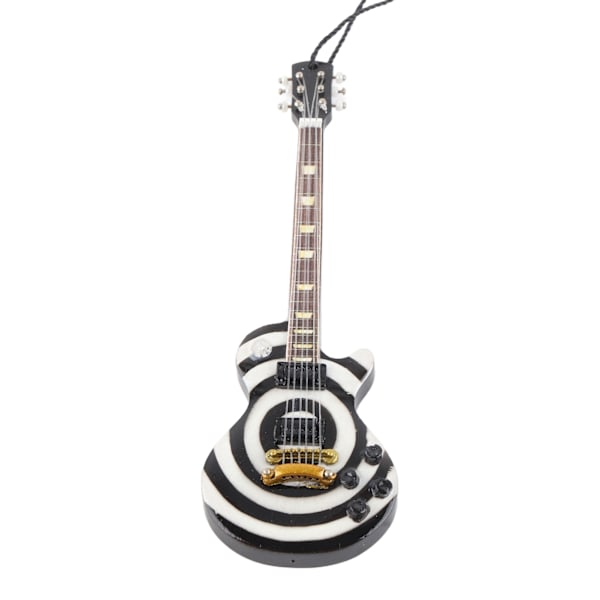 Gitarrprydnad Dekoration Verklighetstrogen Trä Miniatyr Elgitarr Modell med Snodd för Sovrum Vardagsrum Kontor