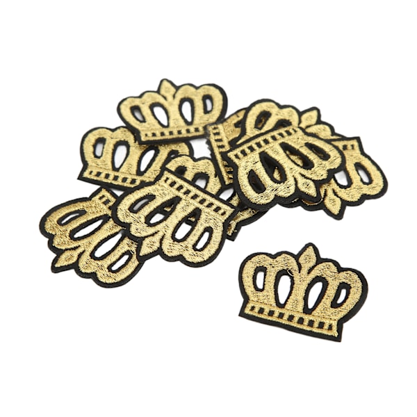 10 stk. kronebroderede patches til at skjule pletter eller skader - gyldne DIY-kroner til tøj, håndtasker, hatte og bukser