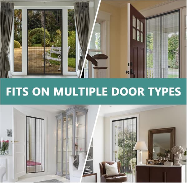 Magnetic Door Screen 90 x 210 cm, Heavy Duty Fly Screen with Strong Magnets, Durable Mesh Curtains Keep Insects Out