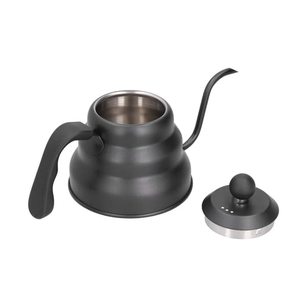 PTFE Rustfrit Stål Tekande Kaffekedel Svanenhals Tud Hæld Over Kaffemaskine Drypkedel Sort 1L