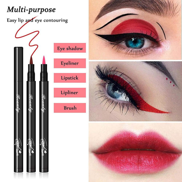 12 färger matt flytande eyeliners Set Färgade eyelinerpennor Långvariga vattentäta fläcksäkra flytande eyelinerpennor