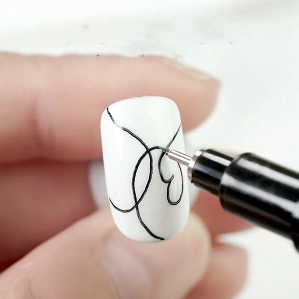 Nagelkonst Graffitipenna - DIY Blommor Abstrakta Linjer, Vattentät Nagelrittborste, Skönhetsverktyg (2 st)