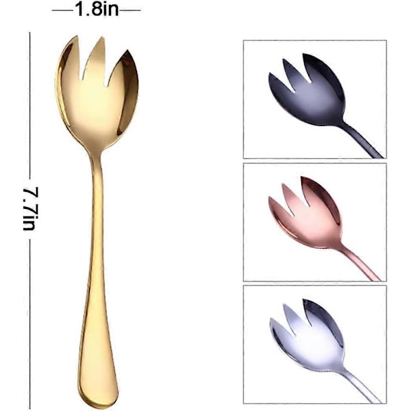 En pakke med 2 stk. salatske og -gaffel salatsæt, salatsæt i rustfrit stål, 19,6 cm salat, sovs, frugt, suppe eller pastaske og