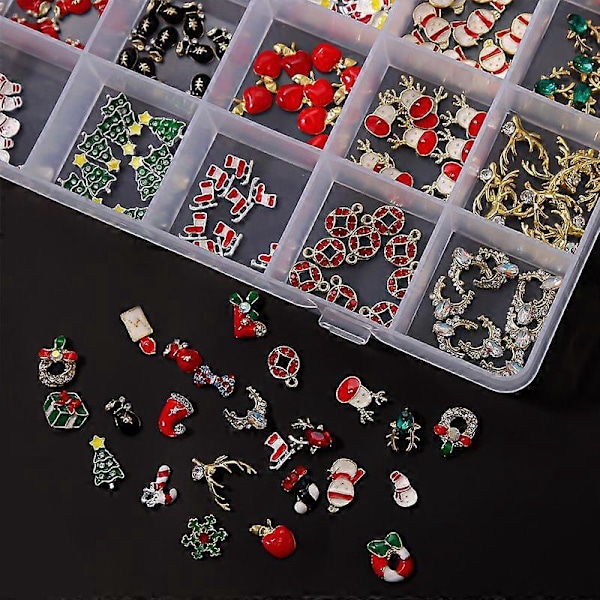240 kpl Joulukynsistrassit 3D Akryylikynsikoristeet Glitter-koristeet Kynsitarvikkeet Manikyyriin CR08