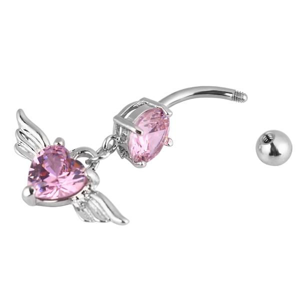2 stk/sæt Rhinestone Navlering Barbell Rustfrit Stål Piercing Smykker (Pink)
