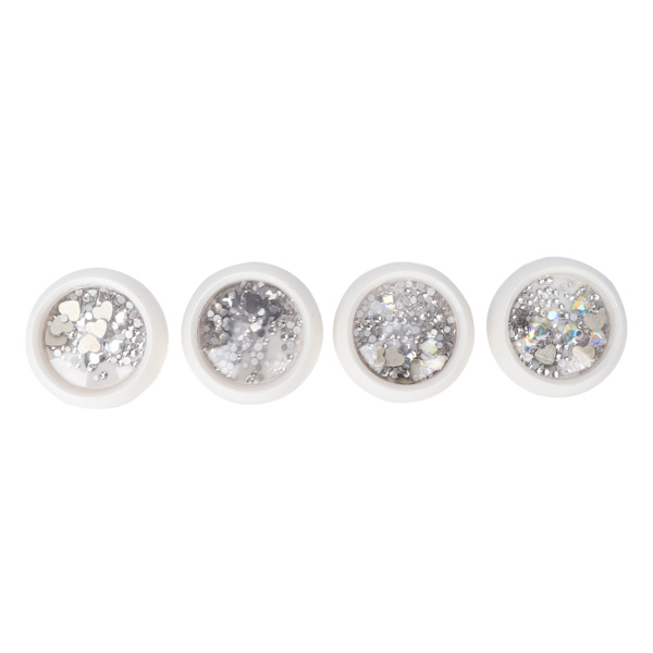 4st Nail art Olika former Rhinestone Glänsande platt bas Nagelprydnad Tillbehör