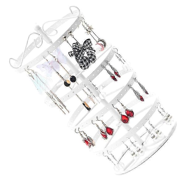 Støbejern Fire-lags Roterende Smykkestativ Ørering Armbånd Displaystativ Hvid JH4 White