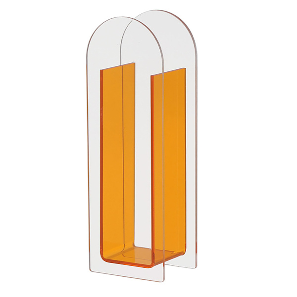 Moderne Akryl Klar Vase Farverige Akryl Blomster Vase til Bryllup Fest Hjem Bord Dekoration Semi Farverige Vibrerende Orange